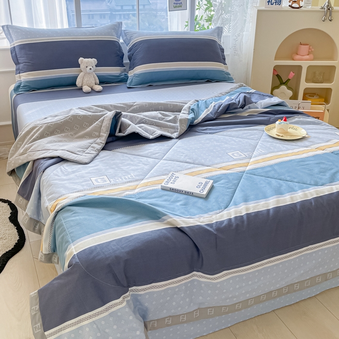 91家纺网 家纺一手货源 找家纺 菲梵家纺 2025春夏新品A类全棉喷气印花夏被 被子被芯 格兰德