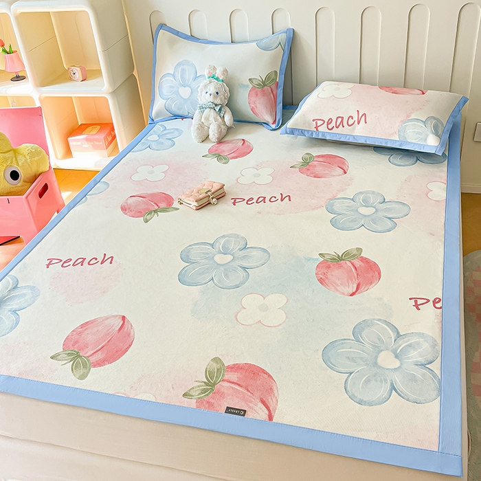 91家纺网 家纺一手货源 找家纺 安哆啦家纺 安哆啦家纺 2024新款A类冰藤印花凉席 水蜜桃-凉席款