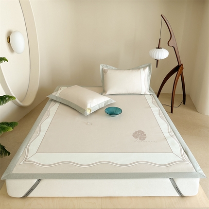 91家纺网 家纺一手货源 找家纺 （总）甜梦 2025新款简欧大板凉感品质7A抗菌防螨印花养生冰丝席系列