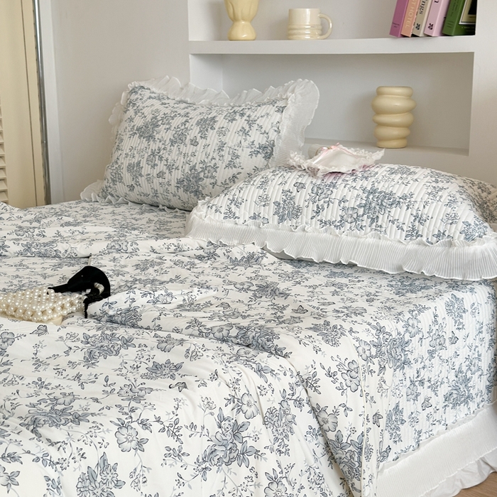 91家纺网 家纺一手货源 找家纺 昔可家纺 2024新款凉感冰皮床盖和同款夏被 庄生梦蝶