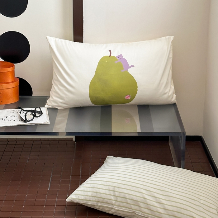 91家纺网 家纺一手货源 找家纺 艾沁家纺  2024新款32支全棉色织水洗棉四件套-紫猫+肥梨 紫格子