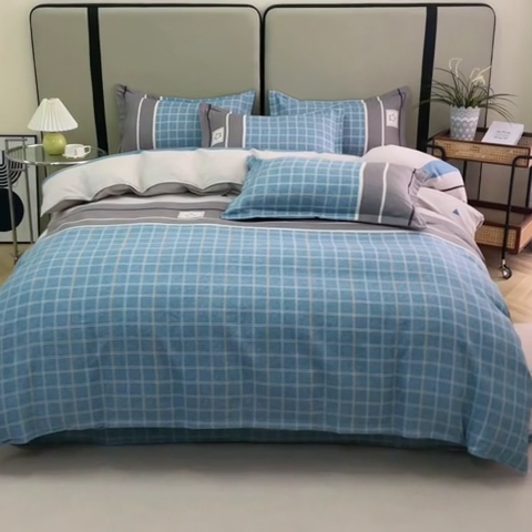 91家纺网 家纺一手货源 找家纺 北部居 2025新款加厚化纤四件套 随心所想-蓝