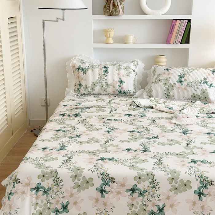 91家纺网 家纺一手货源 找家纺 昔可家纺 2024新款凉感冰皮床盖和同款夏被 青山如黛