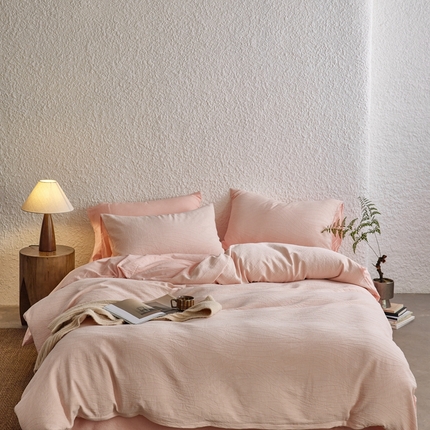 91家纺网 家纺一手货源 找家纺 （总）安莱生活 2025新款双层纱色织提花波浪系列四件套 乱纹波浪