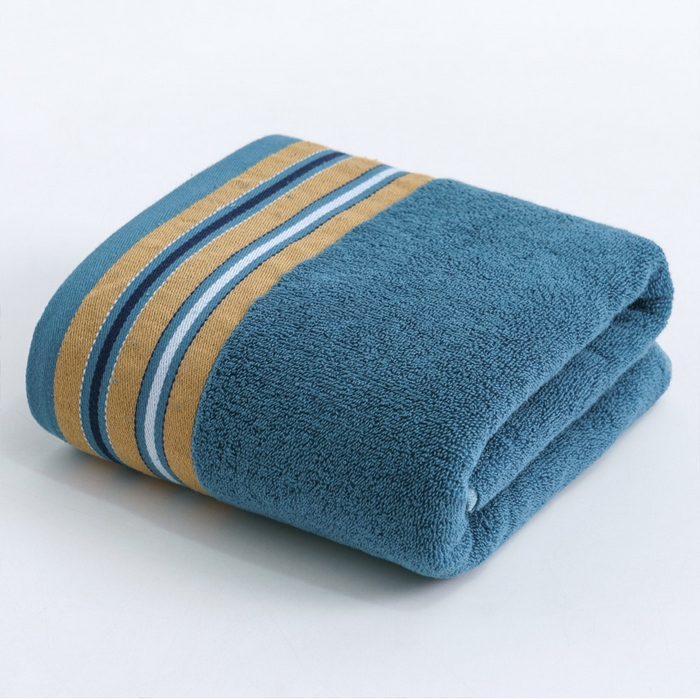 91家纺网 家纺一手货源 找家纺 朴尔2024新款全棉32股彩格条系列毛巾浴巾 70*140浴巾—墨绿色