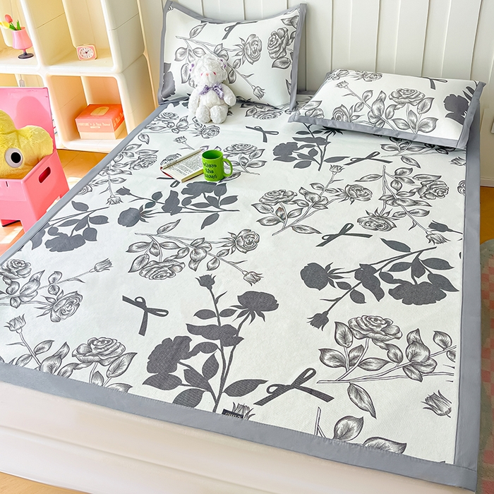 91家纺网 家纺一手货源 找家纺 安哆啦家纺 安哆啦家纺 2024新款A类冰藤印花凉席 花上枝-凉席款