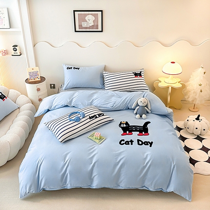 91家纺网 家纺一手货源 找家纺 （总）其奥家纺 2025新款毛巾绣全棉四件套纯棉学生三件套