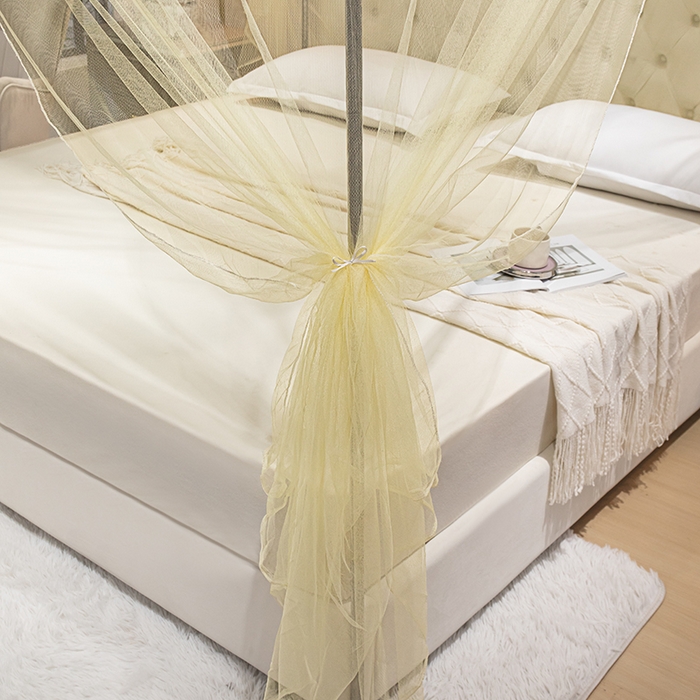 91家纺网 家纺一手货源 找家纺 千逸虹 2024年新款宫廷款落地蚊帐 黄色