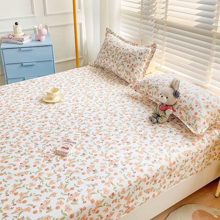 91家纺网 家纺一手货源 找家纺 楠沐家纺 2025新款亲肤印花芦荟棉水洗棉床笠系列 花千朵