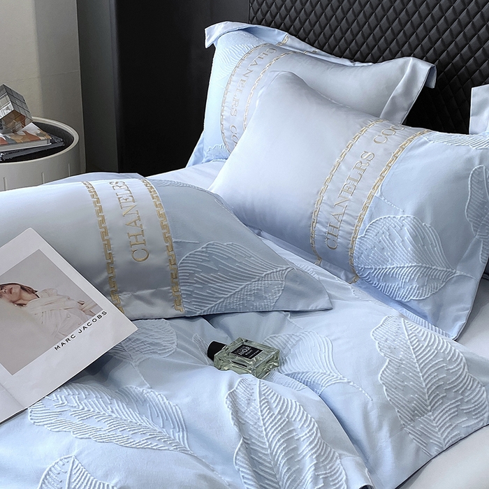 91家纺网 家纺一手货源 找家纺 优悦生活馆 2024新款新款冰丝绣花四件套-莫奈花园 莫奈花园-蓝