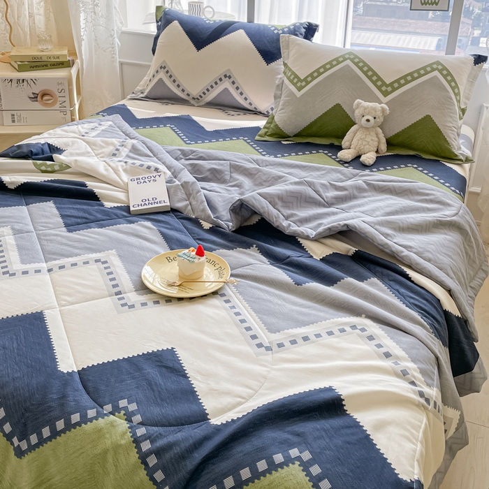 91家纺网 家纺一手货源 找家纺 菲梵家纺 2025春夏新品A类全棉喷气印花夏被 被子被芯 莱赛尔