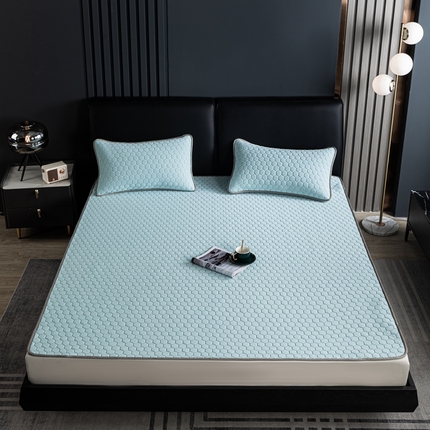 91家纺网 家纺一手货源 找家纺 锦禾穗 2025新款加厚0.5硅胶面料冰爽氨纶小冰皮硅胶凉席 蓝色