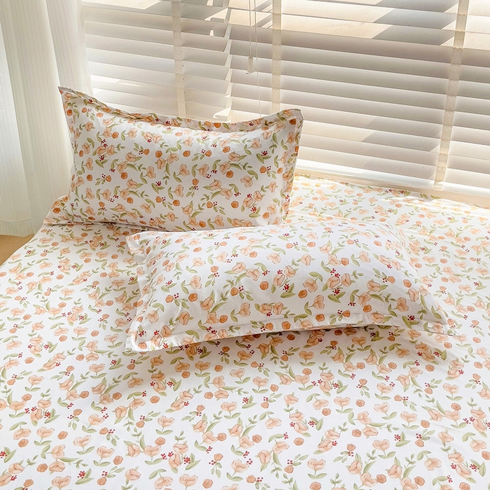 91家纺网 家纺一手货源 找家纺 楠沐家纺 2025新款亲肤印花芦荟棉水洗棉床笠系列 花千朵