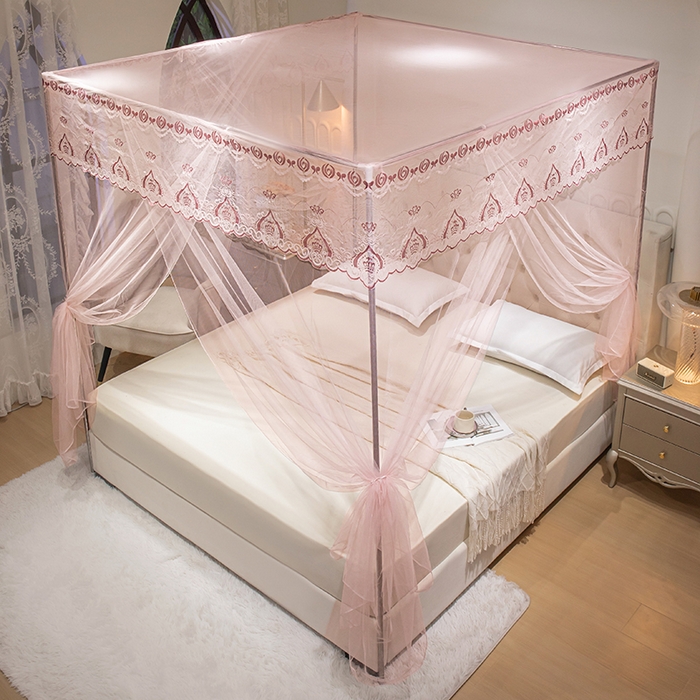 91家纺网 家纺一手货源 找家纺 千逸虹 2024年新款宫廷款落地蚊帐 玉色