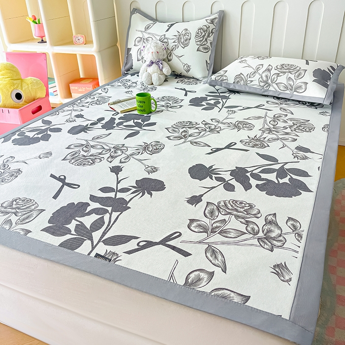 91家纺网 家纺一手货源 找家纺 安哆啦家纺 安哆啦家纺 2024新款A类冰藤印花凉席 花上枝-凉席款