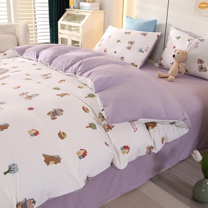 91家纺网 家纺一手货源 找家纺 金牛枕芯 2024新款亲肤舒适提花泡泡棉四件套 恐龙乐园