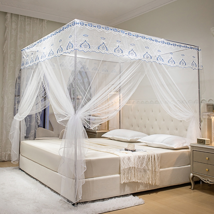 91家纺网 家纺一手货源 找家纺 千逸虹 2024年新款宫廷款落地蚊帐 白色