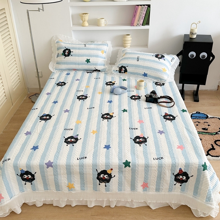 91家纺网 家纺一手货源 找家纺 昔可家纺 2024新款凉感冰皮床盖和同款夏被 星星煤球