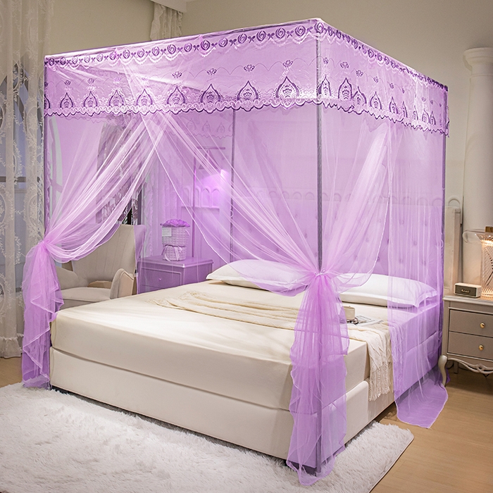 91家纺网 家纺一手货源 找家纺 千逸虹 2024年新款宫廷款落地蚊帐 紫色