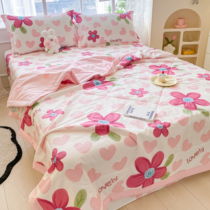 91家纺网 家纺一手货源 找家纺 菲梵家纺 2025春夏新品A类全棉喷气印花夏被 被子被芯 梦入花香