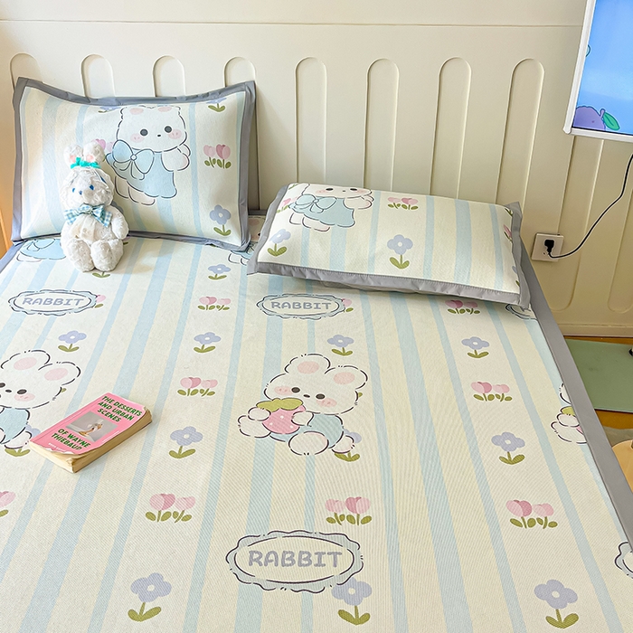 91家纺网 家纺一手货源 找家纺 安哆啦家纺 安哆啦家纺 2024新款A类冰藤印花凉席 花中兔-凉席款