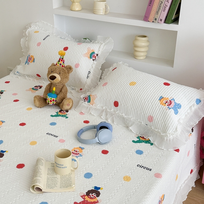 91家纺网 家纺一手货源 找家纺 昔可家纺 2024新款凉感冰皮床盖和同款夏被 欢乐小丑