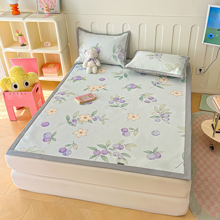 91家纺网 家纺一手货源 找家纺 安哆啦家纺 安哆啦家纺 2024新款A类冰藤印花凉席 蓝莓-凉席款