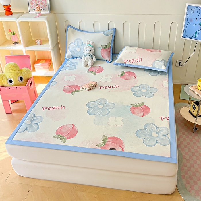 91家纺网 家纺一手货源 找家纺 安哆啦家纺 安哆啦家纺 2024新款A类冰藤印花凉席 水蜜桃-凉席款