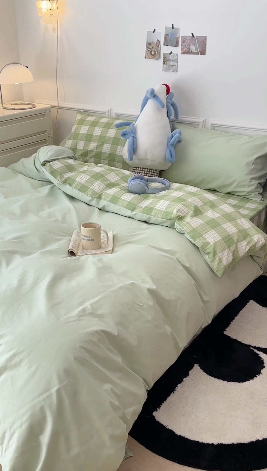 91家纺网 家纺一手货源 找家纺 昔可家纺 2024新款全棉纯色格子系列四件套 青柠薄荷