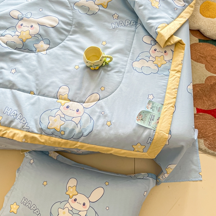 91家纺网 家纺一手货源 找家纺 菲梵家纺 2025春夏新品A类全棉喷气印花夏被 被子被芯 星之兔