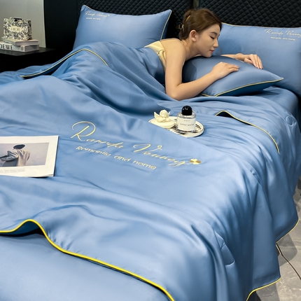 91家纺网 家纺一手货源 找家纺 （总）绘萱家居 2025爆款绣花水洗天丝夏被四件套水洗真丝夏被冰丝夏凉被空调被-梵宝