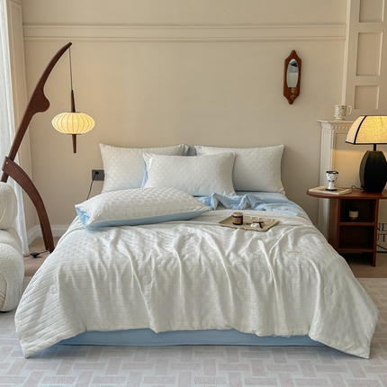 91家纺网 家纺一手货源 找家纺 （总）2024沐辰家居-新款泡泡纱A类大豆纤维夏被四件套