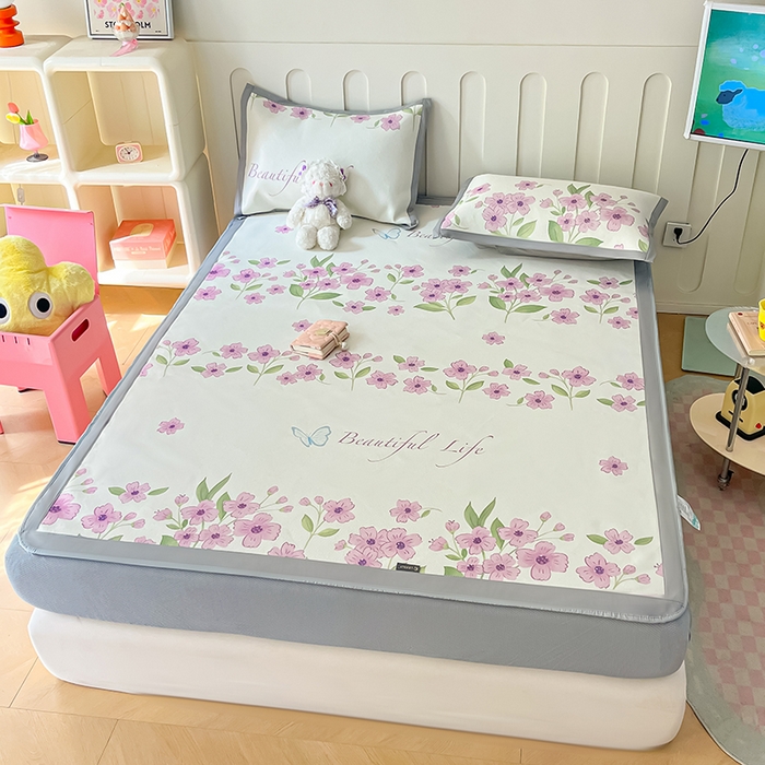 91家纺网 家纺一手货源 找家纺 安哆啦家纺 安哆啦家纺 2024新款A类冰藤印花凉席 浪漫花语-床笠款