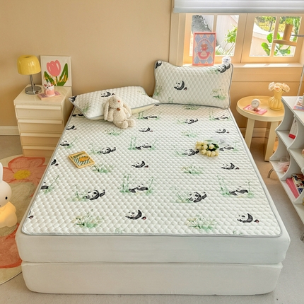 91家纺网 家纺一手货源 找家纺 简宜家居（朝初家纺） 2025新款凉感丝平铺席 熊猫团团