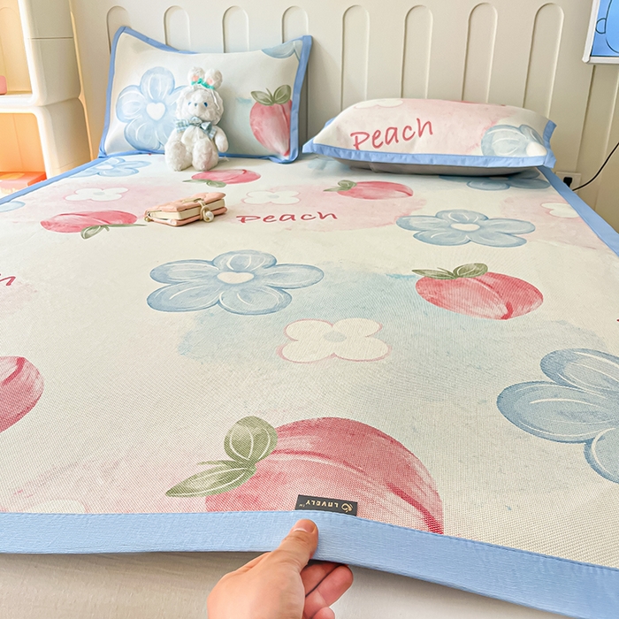 91家纺网 家纺一手货源 找家纺 安哆啦家纺 安哆啦家纺 2024新款A类冰藤印花凉席 水蜜桃-凉席款