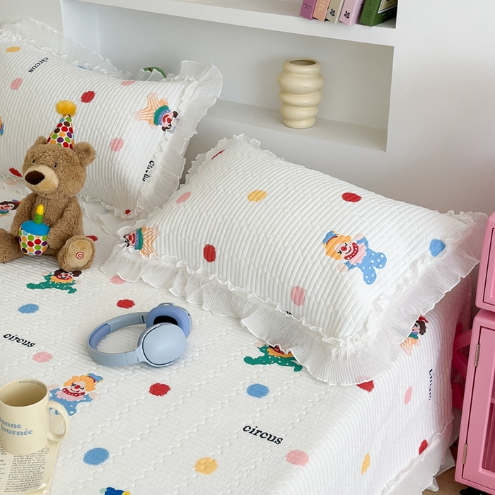 91家纺网 家纺一手货源 找家纺 昔可家纺 2024新款凉感冰皮床盖和同款夏被 欢乐小丑