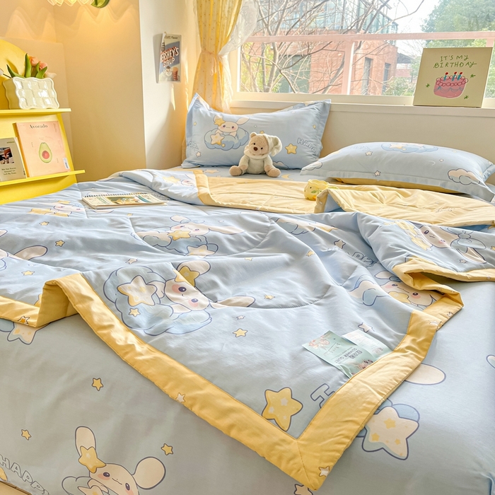 91家纺网 家纺一手货源 找家纺 菲梵家纺 2025春夏新品A类全棉喷气印花夏被 被子被芯 星之兔