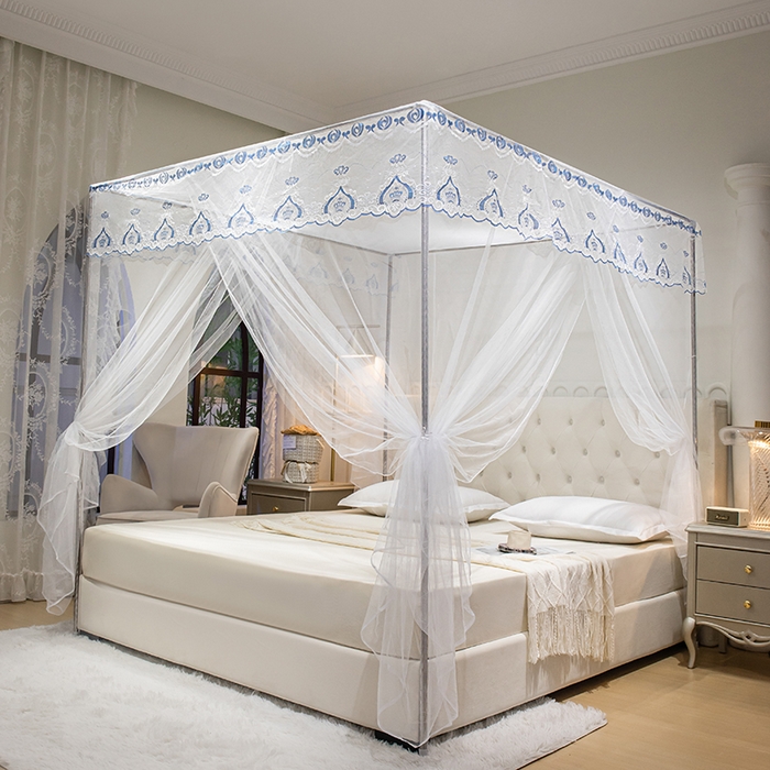 91家纺网 家纺一手货源 找家纺 千逸虹 2024年新款宫廷款落地蚊帐 白色