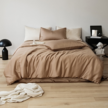 EH 2024新款初夏LF60支天丝双拼色四件套系列 太妃糖咖