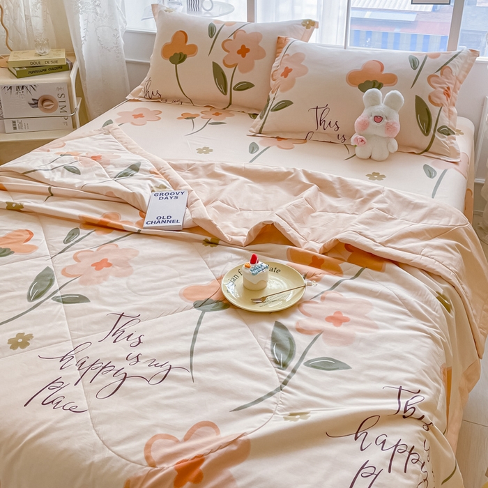 91家纺网 家纺一手货源 找家纺 菲梵家纺 2025春夏新品A类全棉喷气印花夏被 被子被芯 春日暖阳