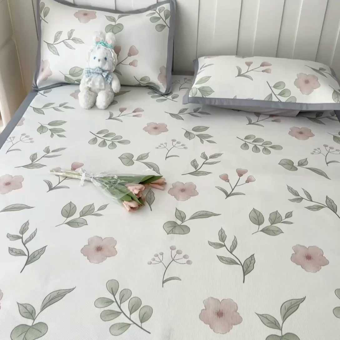 91家纺网 家纺一手货源 找家纺 安哆啦家纺 安哆啦家纺 2024新款A类冰藤印花凉席 花丛间-凉席款