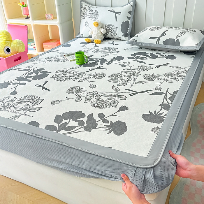 91家纺网 家纺一手货源 找家纺 安哆啦家纺 安哆啦家纺 2024新款A类冰藤印花凉席 花上枝-床笠款