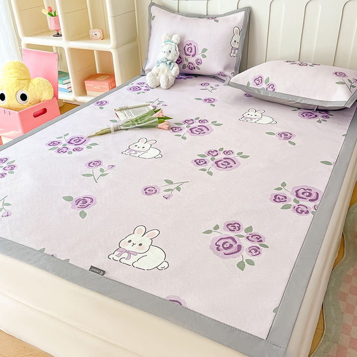 91家纺网 家纺一手货源 找家纺 安哆啦家纺 安哆啦家纺 2024新款A类冰藤印花凉席 紫花兔-凉席款