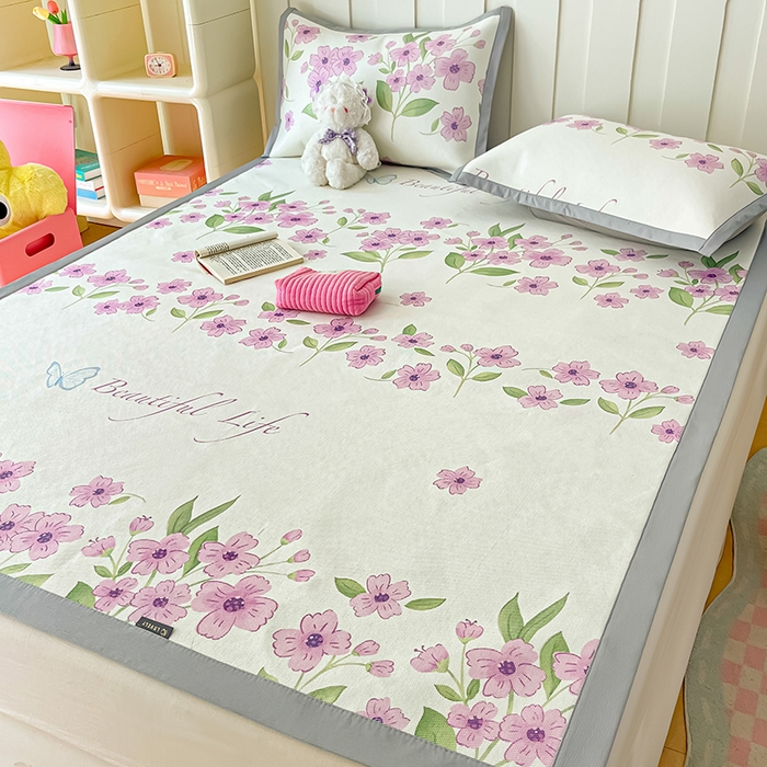 91家纺网 家纺一手货源 找家纺 安哆啦家纺 安哆啦家纺 2024新款A类冰藤印花凉席 浪漫花语-凉席款