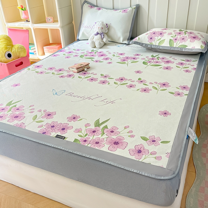 91家纺网 家纺一手货源 找家纺 安哆啦家纺 安哆啦家纺 2024新款A类冰藤印花凉席 浪漫花语-床笠款