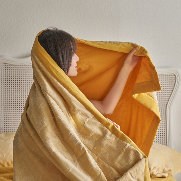 91家纺网 家纺一手货源 找家纺 （总）安莱生活 2024新款高端双层纱色织大提花夏被 馥香