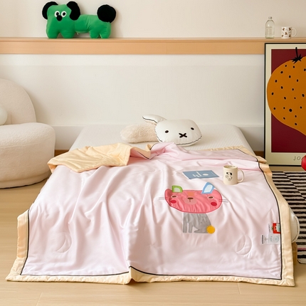 喜多兔儿童家纺 2024新款莫代尔夏被空调被-萌宝宝系列 粉色小兔妞妞