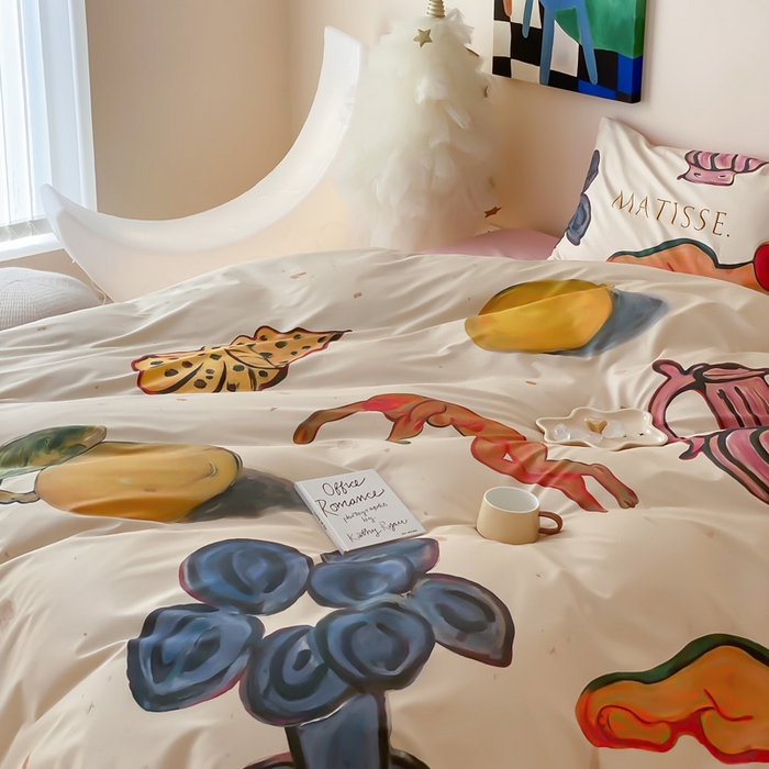 91家纺网 家纺一手货源 找家纺 （总）艾沁家纺 2024新款a版40贡缎数码印花b版40水洗棉四件套汇总-沉睡的马蒂斯