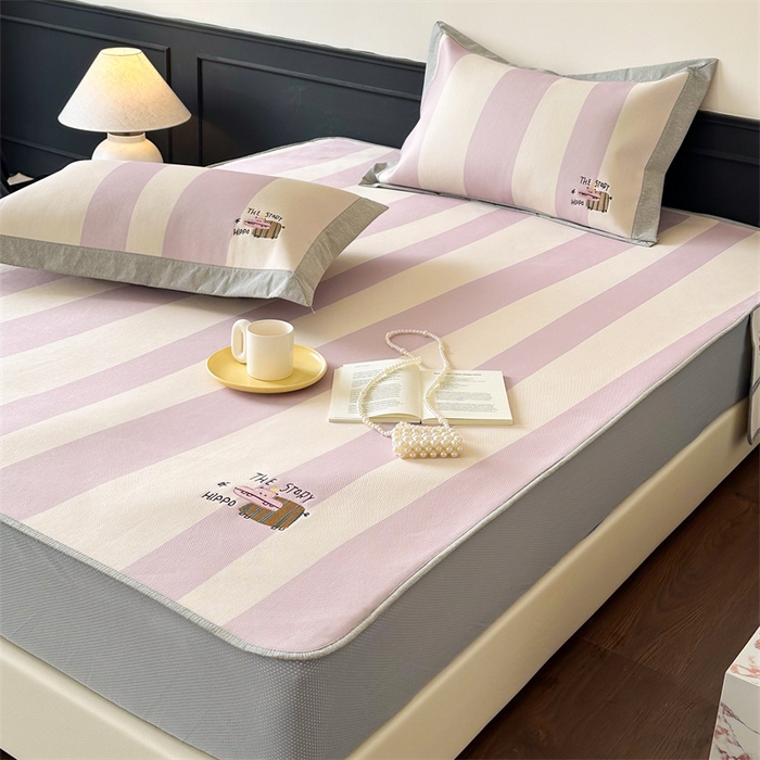 91家纺网 家纺一手货源 找家纺 甜梦 2024新款母婴级7A抗菌养生冰藤席影棚1—床笠款 紫色小河马（床笠款）