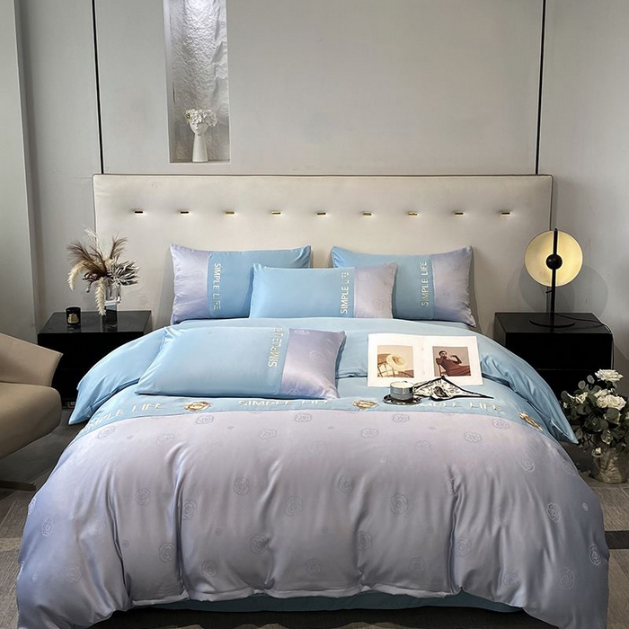 91家纺网 家纺一手货源 找家纺 澳梵 新款水洗真丝刺绣四件套【卢浮之夜】 卢浮之夜-蓝灰